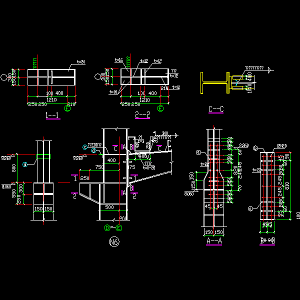 组合柱牛腿节点构造详细设计CAD图纸(3) - 1