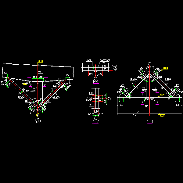 托梁节点构造详细设计CAD图纸(3) - 1