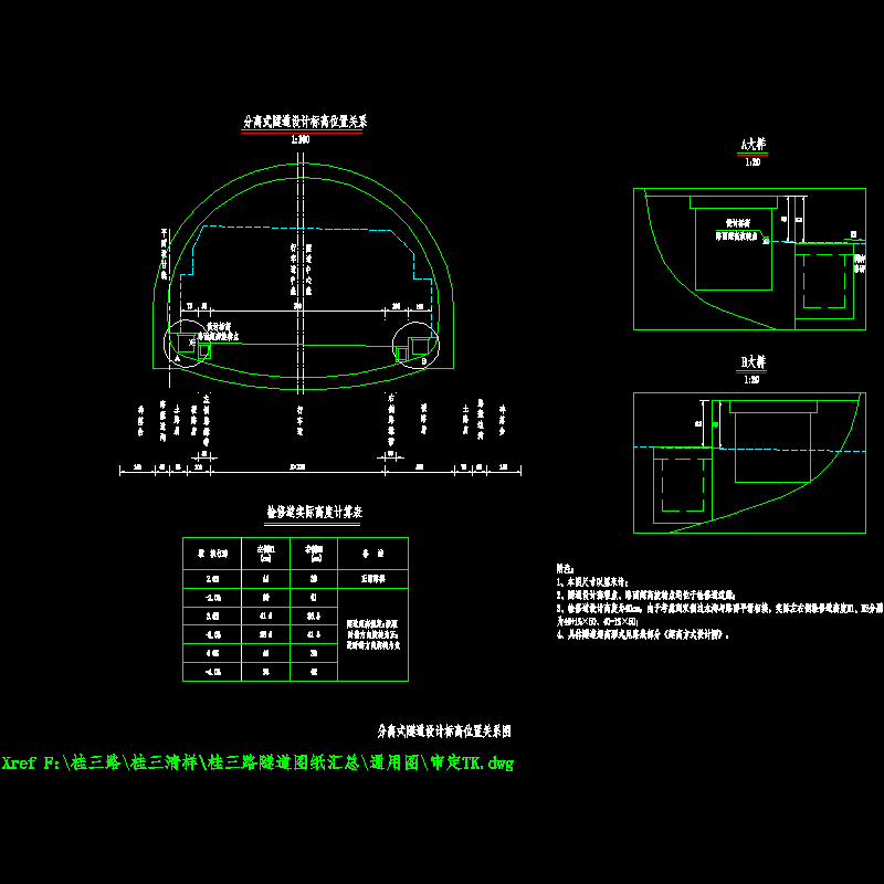 分离式隧道设计标高位置关系图.dwg