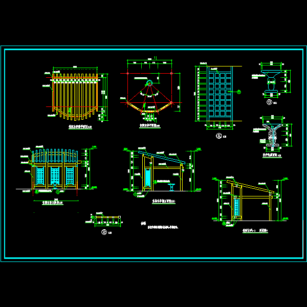 休闲木亭施工详细设计CAD图纸(节点大样图) - 1