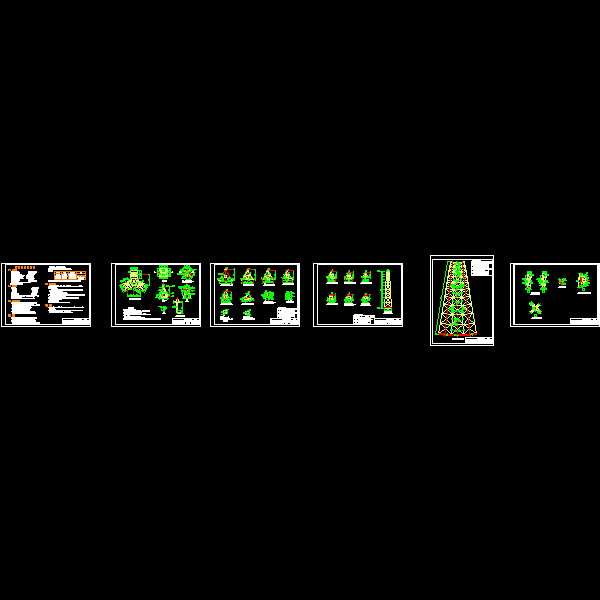 三角烟囱钢塔架设计CAD施工图纸 - 1