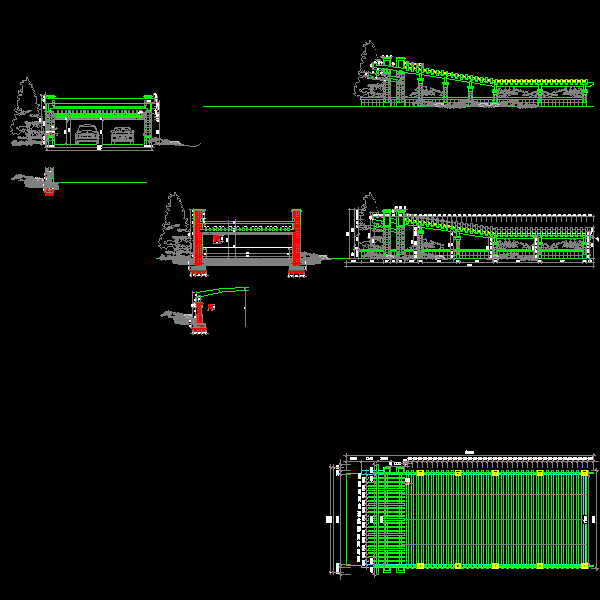 景观细部CAD施工图纸|车库入口廊架七详图纸设计 - 1