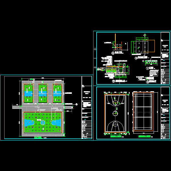 羽毛球场篮球场大样CAD图纸 - 1