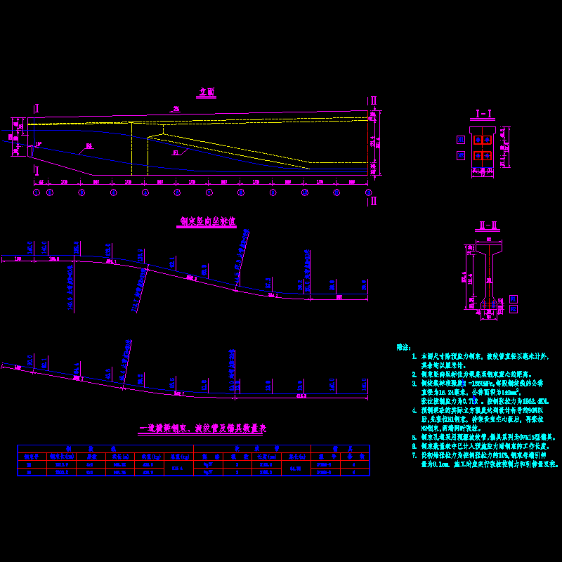杭新景高速公路拱肋式大桥横梁预应力钢束节点CAD详图纸设计 - 1