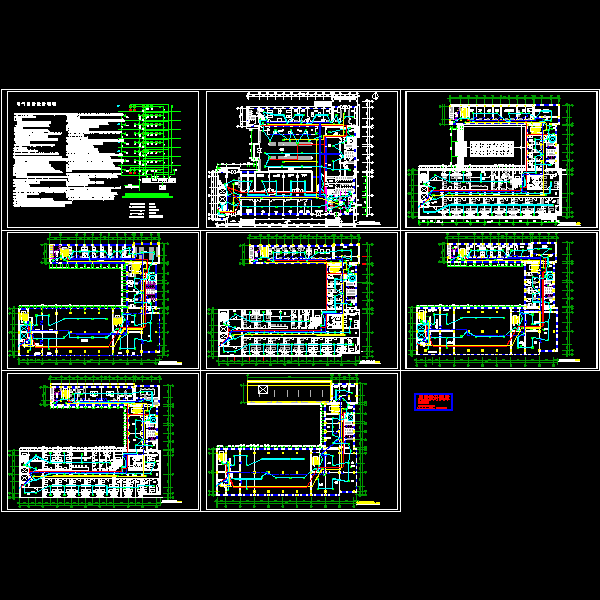 7层一类医疗建筑消防CAD施工图纸 - 1