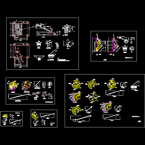 螺旋钢梯结构CAD详图（6页图纸） - 1