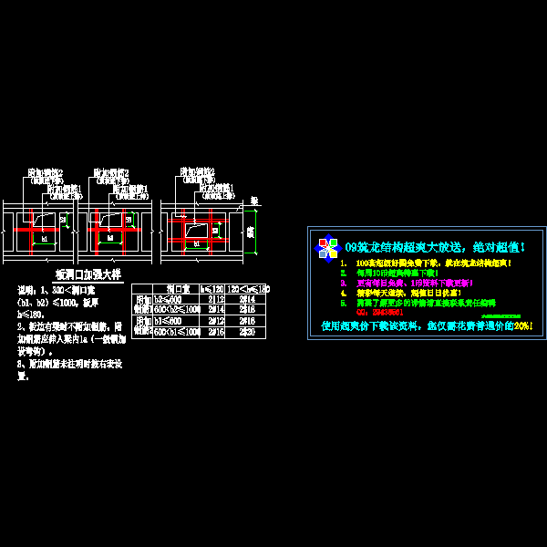 板洞口加强大样节点构造详细设计CAD图纸 - 1