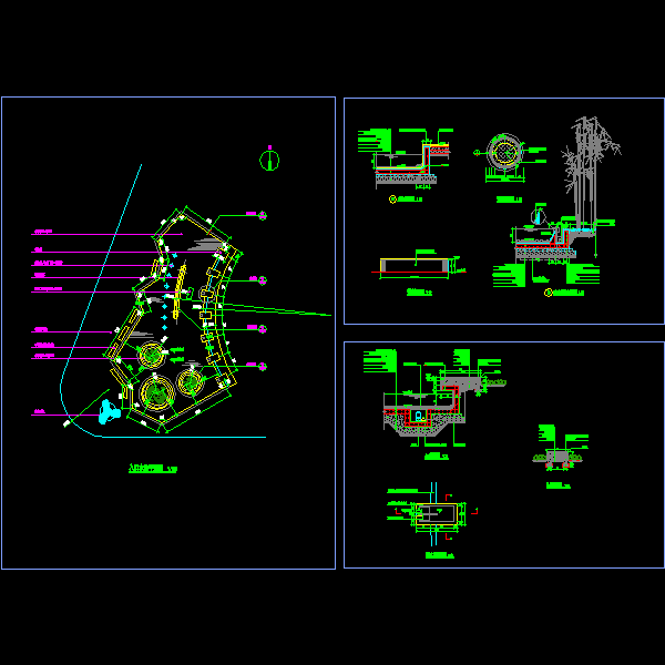 景观水池及水中树池详细设计CAD图纸 - 1