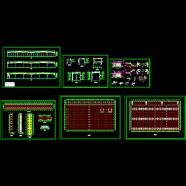 大型多跨跨钢结构厂房结构CAD施工图纸（） - 1