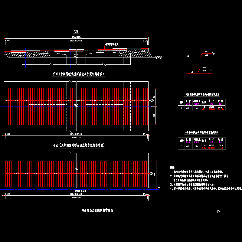 桥面现浇层加强钢筋布置CAD图纸 - 1