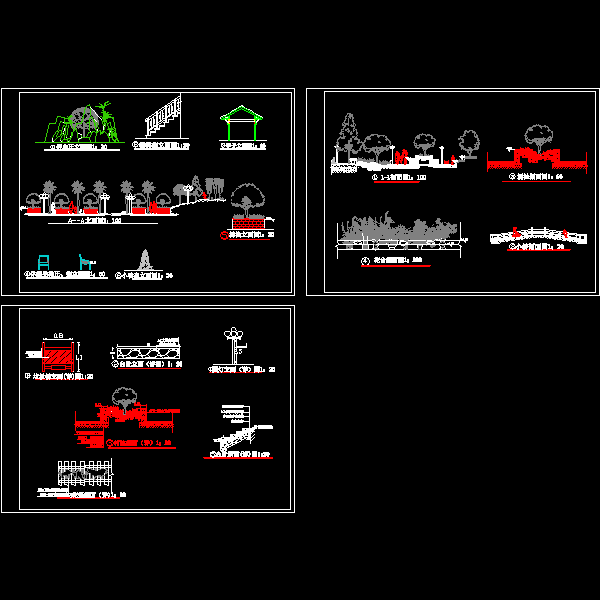 树池、台阶等小品CAD节点图纸(垃圾桶) - 1