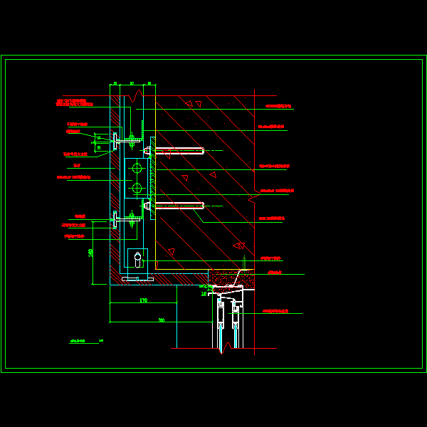 石材与窗上收口节点构造详细设计CAD图纸 - 1