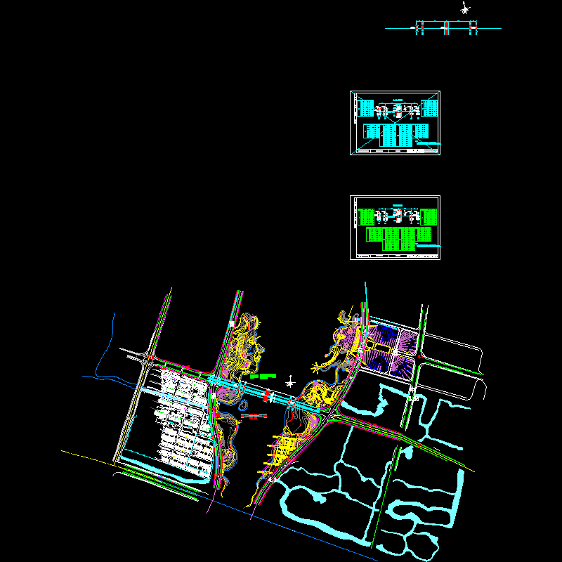 城市主干道人形独塔双索面斜拉桥桩基平面CAD图纸 - 1