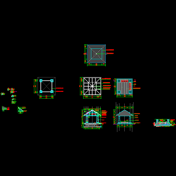 休闲景亭详细设计CAD图纸 - 1
