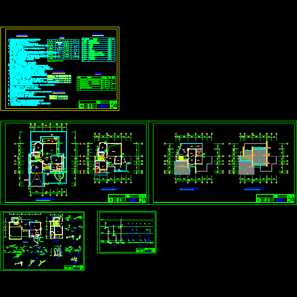 3层小区独栋别墅给排水CAD施工方案图纸 - 1