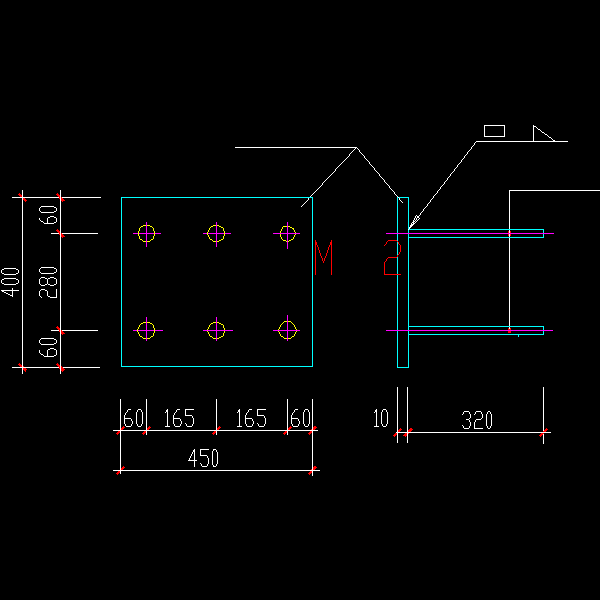 牛腿预埋铁节点构造详细设计CAD图纸（1） - 1