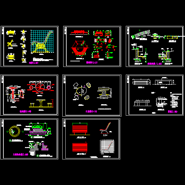 园林坐凳CAD施工图纸集 - 1