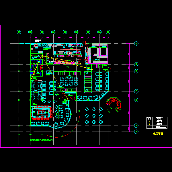 知名餐厅弱电平面CAD图纸 - 2