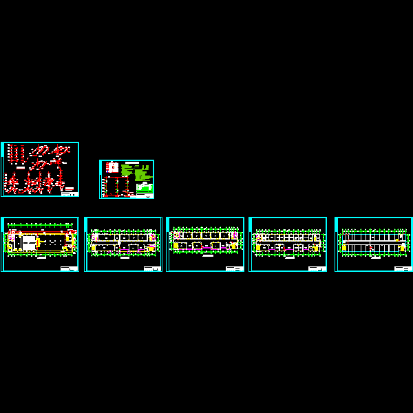 6层中学教学楼给排水CAD施工图纸 - 1