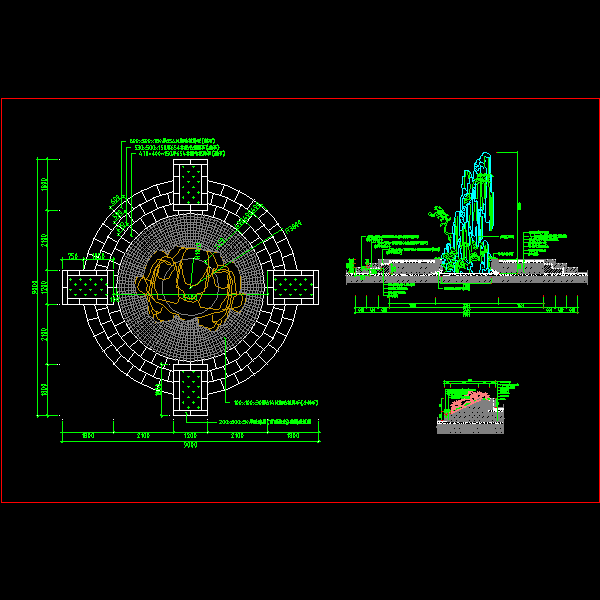 假山小品施工设计详细图纸(CAD平面图) - 1