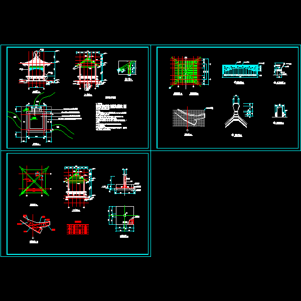 中式风格古典亭施工设计详细图纸(屋顶CAD平面图) - 1