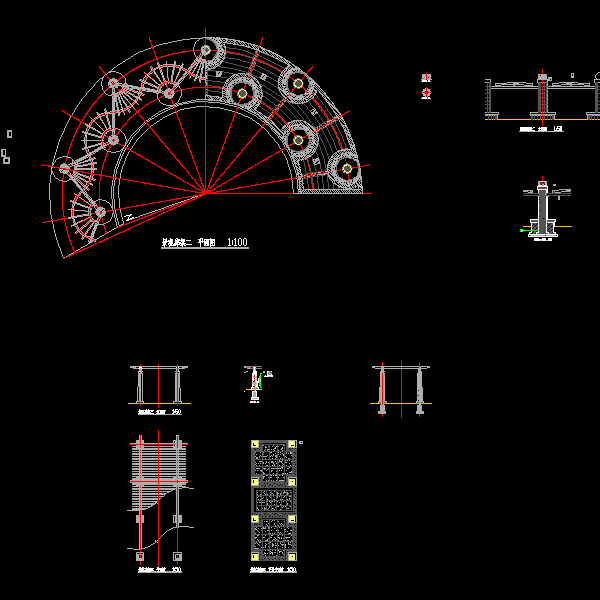 景观廊架设计CAD施工图纸 - 1