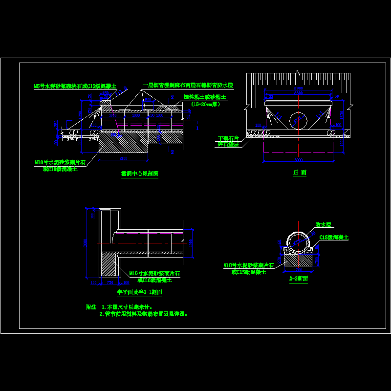 涵洞结构节点构造CAD详图纸 - 1