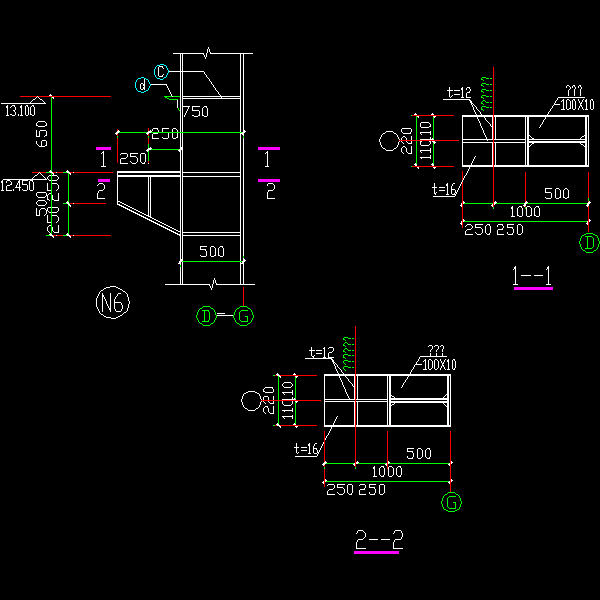 单牛腿节点构造详细设计CAD图纸(3) - 1