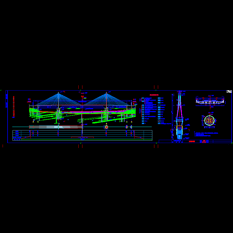 公路跨长江特大组合体系桥梁主桥桥型节点布置CAD图纸 - 1