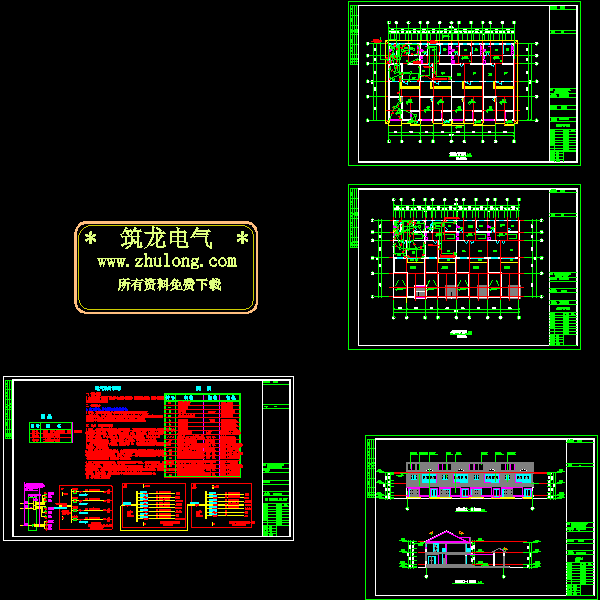 2层连体别墅电气CAD施工图纸(综合布线系统) - 1