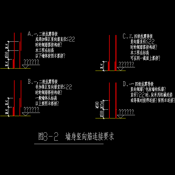 墙身竖向筋连接节点构造详细设计CAD图纸要求 - 1