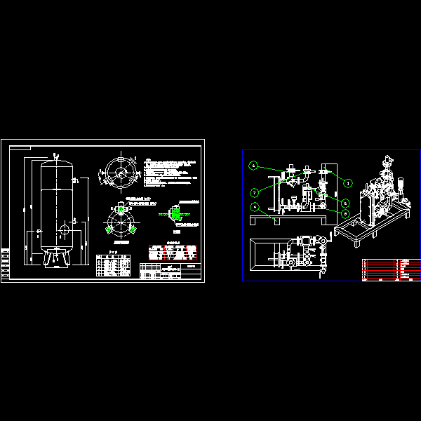 组合式换热机组及压缩空气储罐CAD大样图纸 - 1