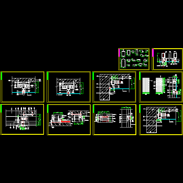玻璃幕墙及铝合金型材节点详细设计CAD图纸（,10张）(轻钢龙骨石膏板) - 1