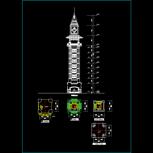 钟楼设计方案（观景平台层CAD平面图） - 1
