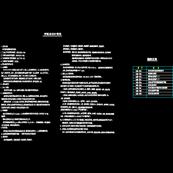 db01变配电室设计说明及图纸目录.dwg