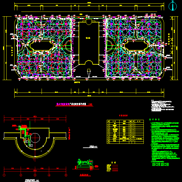 规则广场喷灌设计CAD平面图，含设计说明 - 1