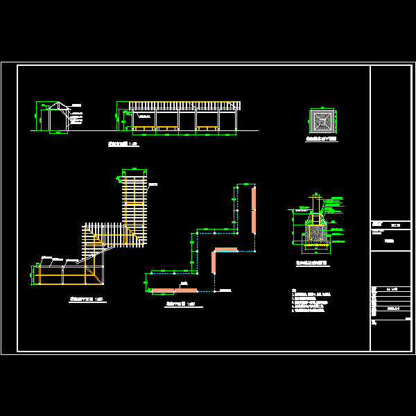 木质折廊花架施工详细设计CAD图纸(平面图) - 1