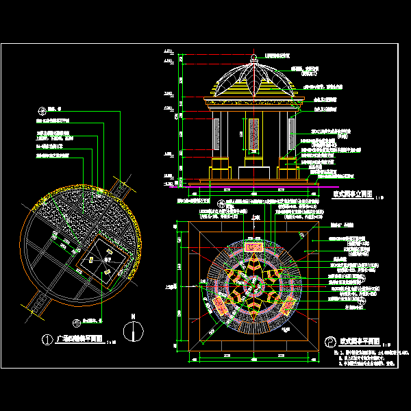 欧式现代园亭做法CAD详图纸 - 1