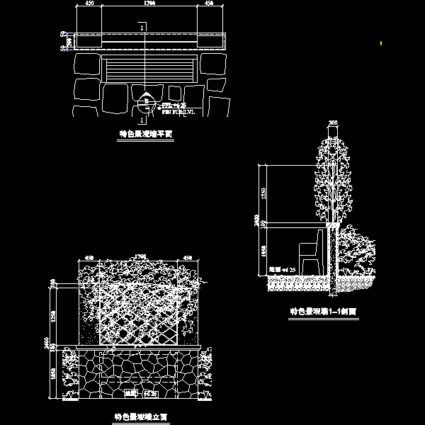 特色景墙CAD施工图纸 - 1