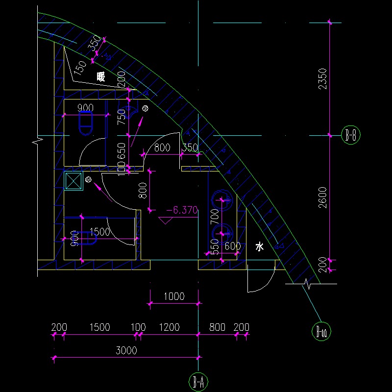 5层大剧院建筑卫生间大祥CAD图纸 - 1