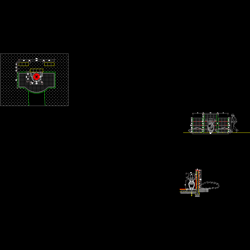 园林景观节点CAD详图纸-欧式半圆景观墙CAD详图纸 - 1