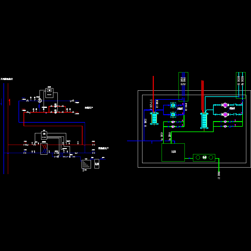 换热站机组原理CAD图纸 - 1