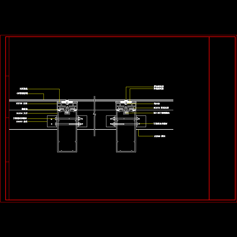 隐框幕墙及铝塑板幕墙节点构造CAD详图纸（五） - 1