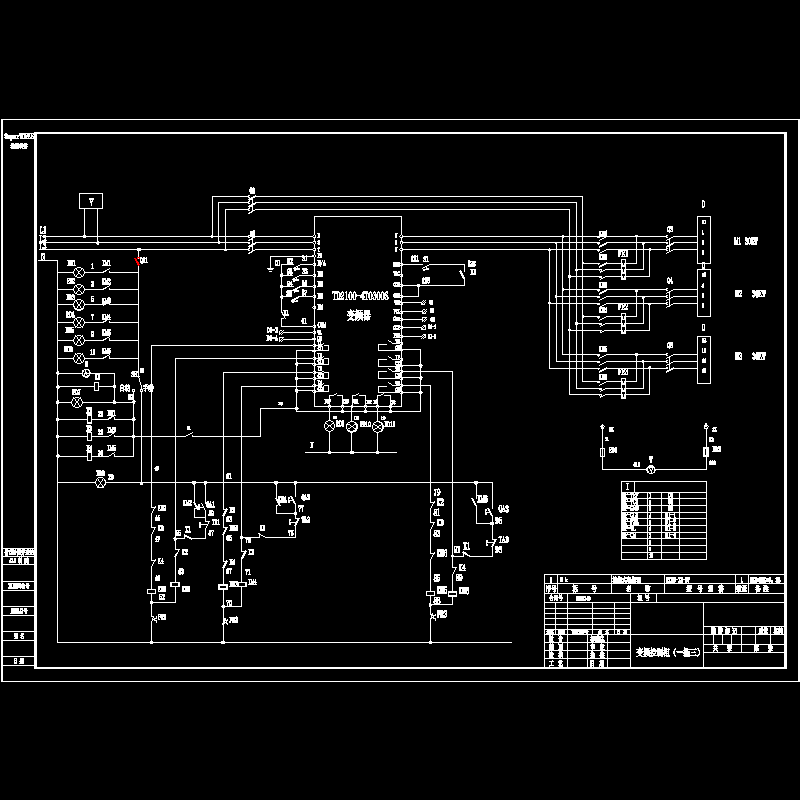 变频控制器（一拖三）原理CAD图纸 - 1