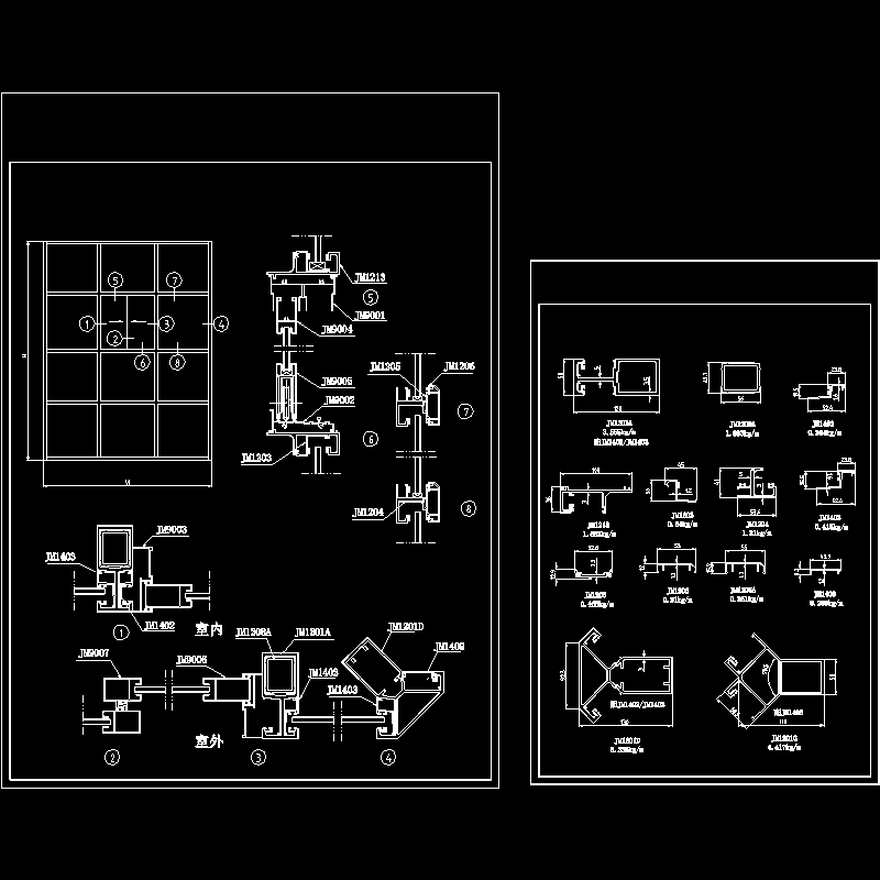 JM120明框幕墙节点CAD详图纸 - 1