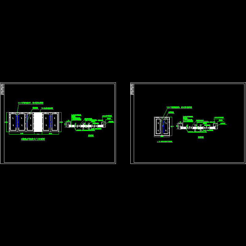 二开、三开不锈钢玻璃防火门节点CAD详图纸 - 1