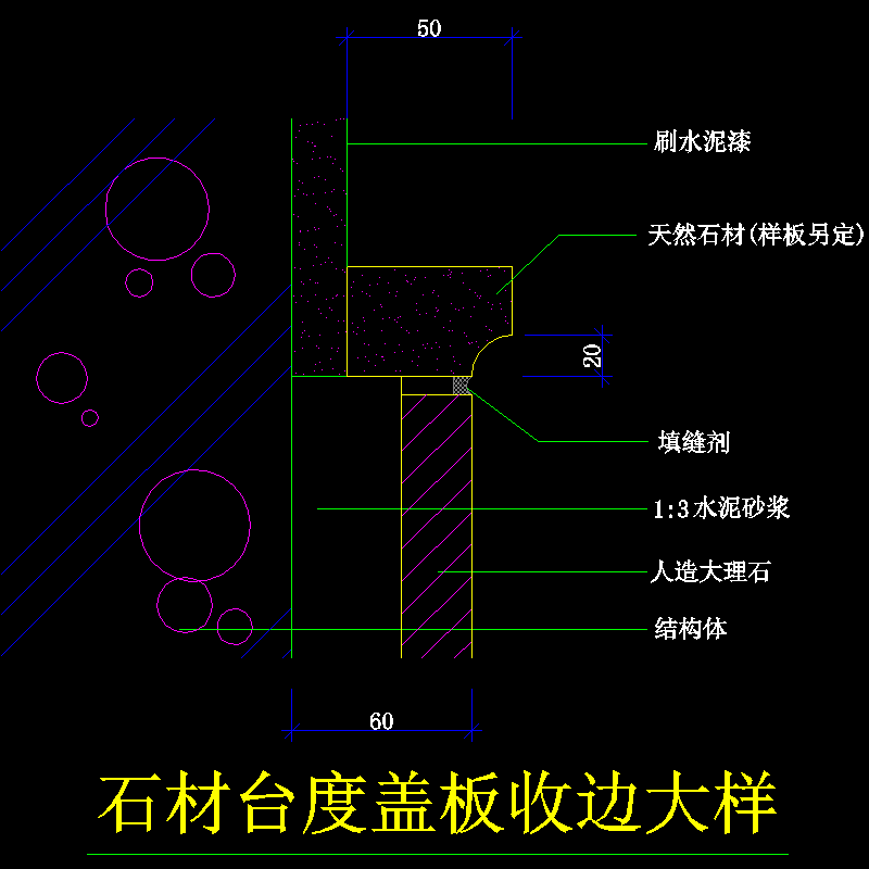 石材台度盖板收边大样节点构造CAD详图纸 - 1