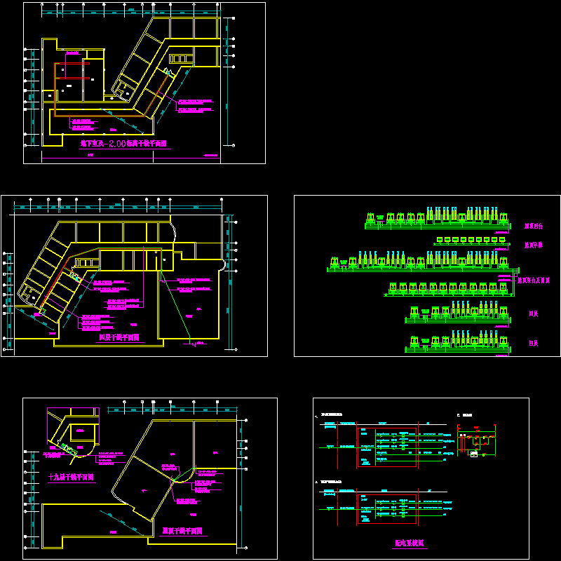 霓虹灯照明配线系统CAD图纸 - 1