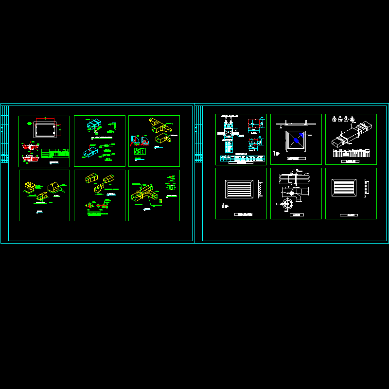 风管风口管件阀门安装节点CAD图纸 - 1