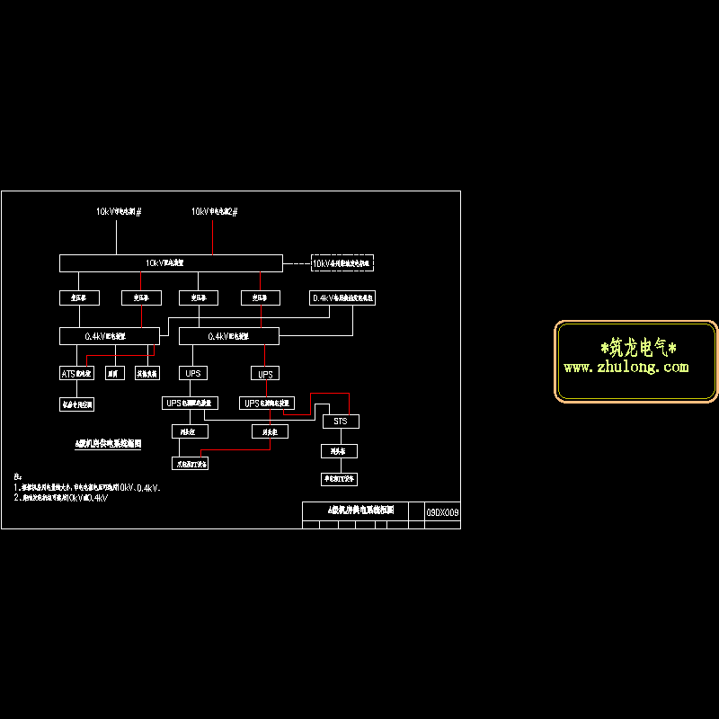 A级机房供电系统框CAD图纸 - 1